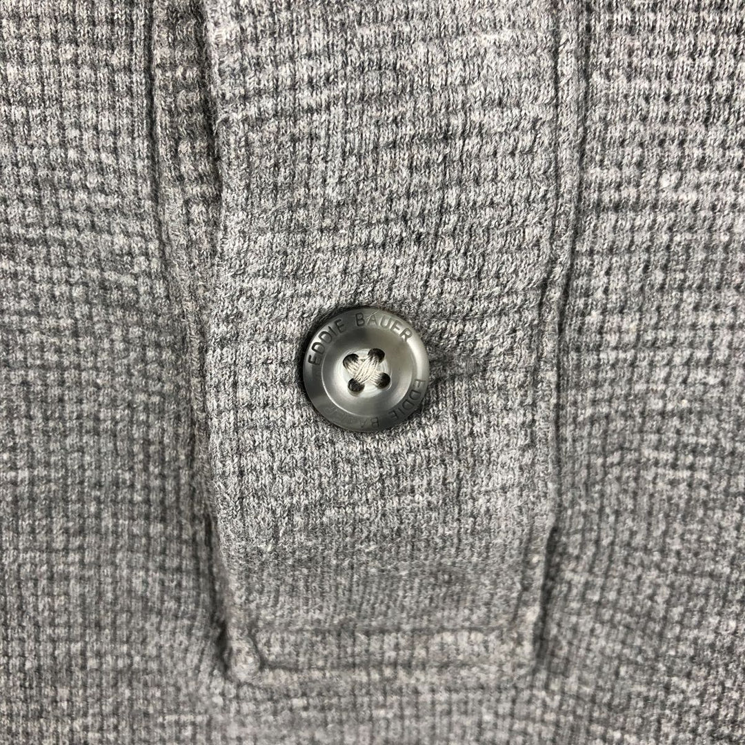 Eddie Bauer Henley Neck Thermal Long T-Shirt Waffle Men's M Size cotton gray type Vintage Second Hand