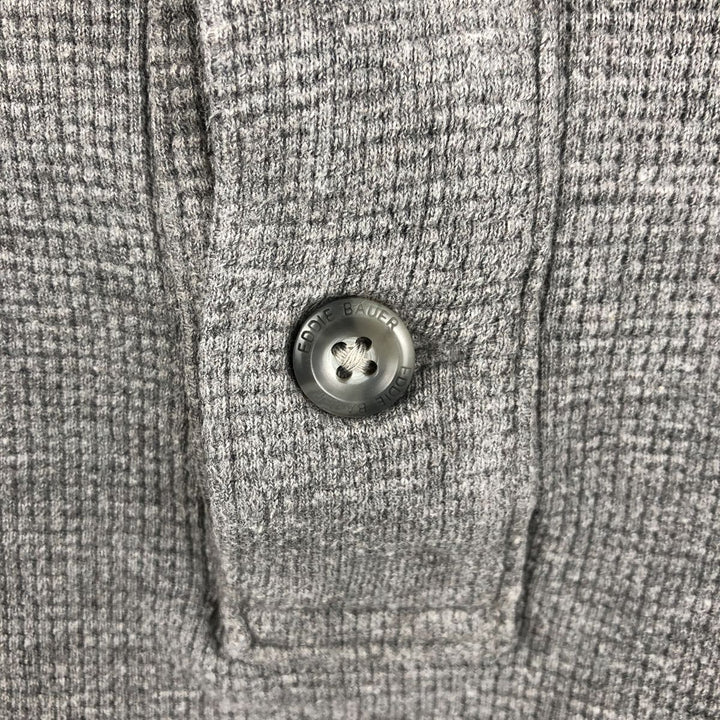 Eddie Bauer Henley Neck Thermal Long T-Shirt Waffle Men's M Size cotton gray type Vintage Second Hand