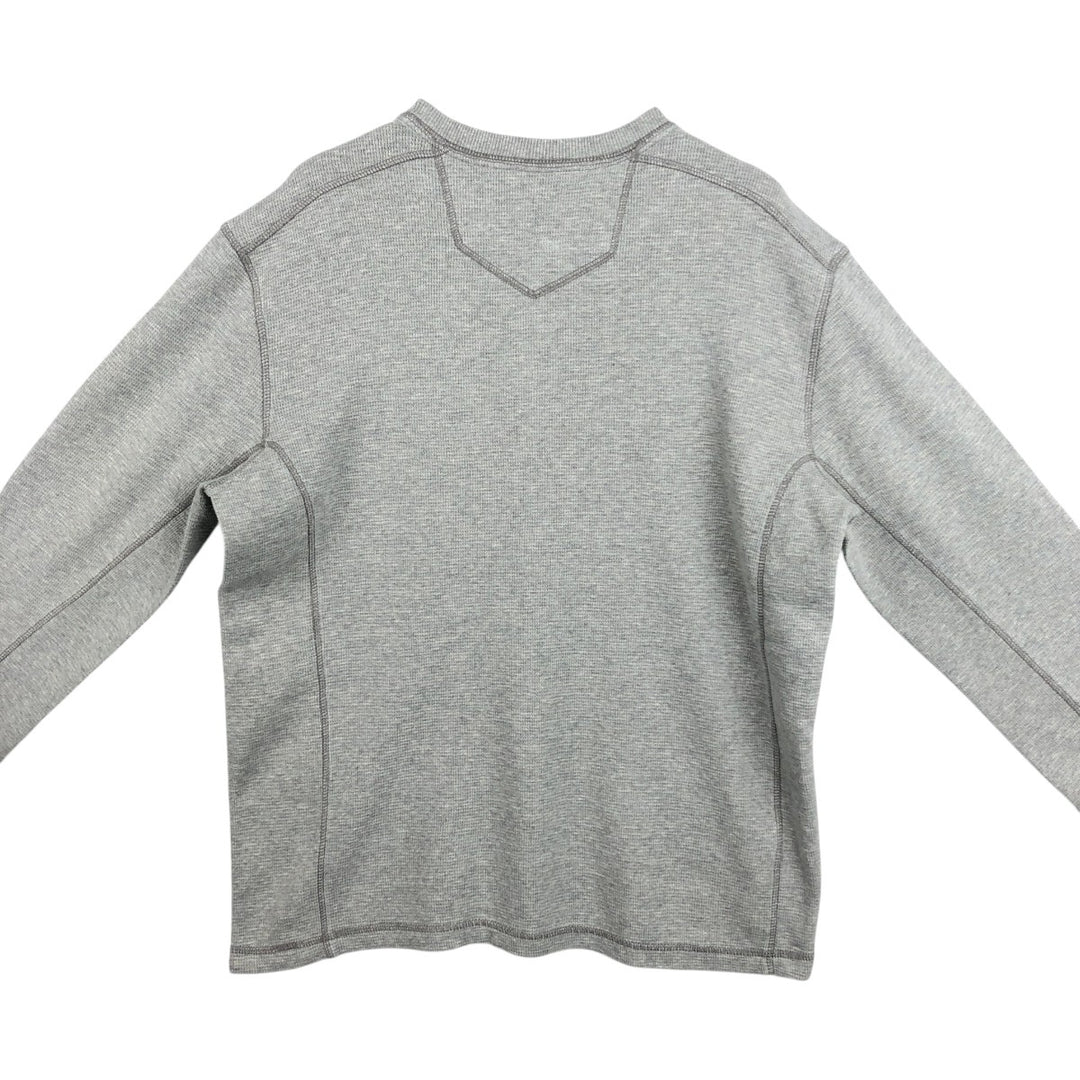 Eddie Bauer Henley Neck Thermal Long T-Shirt Waffle Men's M Size cotton pale white type Vintage Second Hand