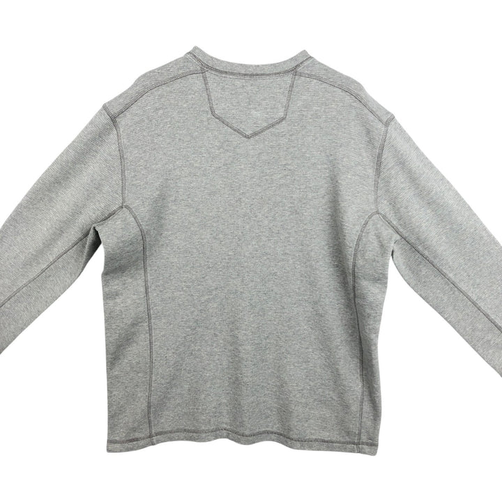 Eddie Bauer Henley Neck Thermal Long T-Shirt Waffle Men's M Size cotton pale white type Vintage Second Hand