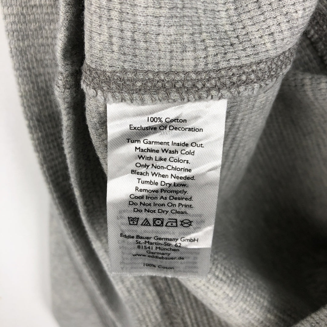 Eddie Bauer Henley Neck Thermal Long T-Shirt Waffle Men's M Size cotton pale white type Vintage Second Hand