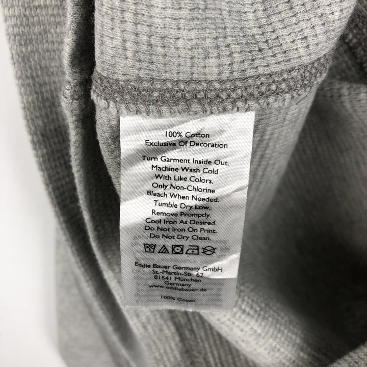 Eddie Bauer Henley Neck Thermal Long T-Shirt Waffle Men's M Size cotton pale white type Vintage Second Hand