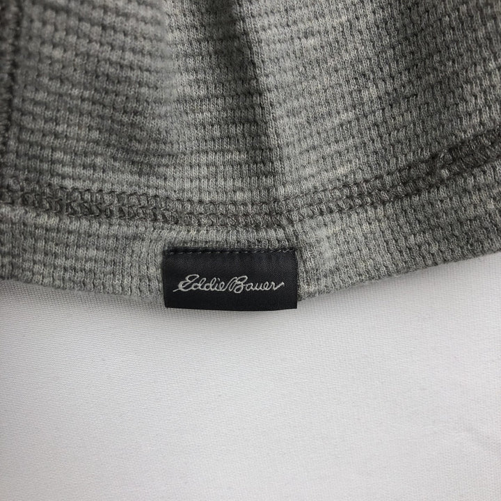 Eddie Bauer Henley Neck Thermal Long T-Shirt Waffle Men's M Size cotton pale white type Vintage Second Hand