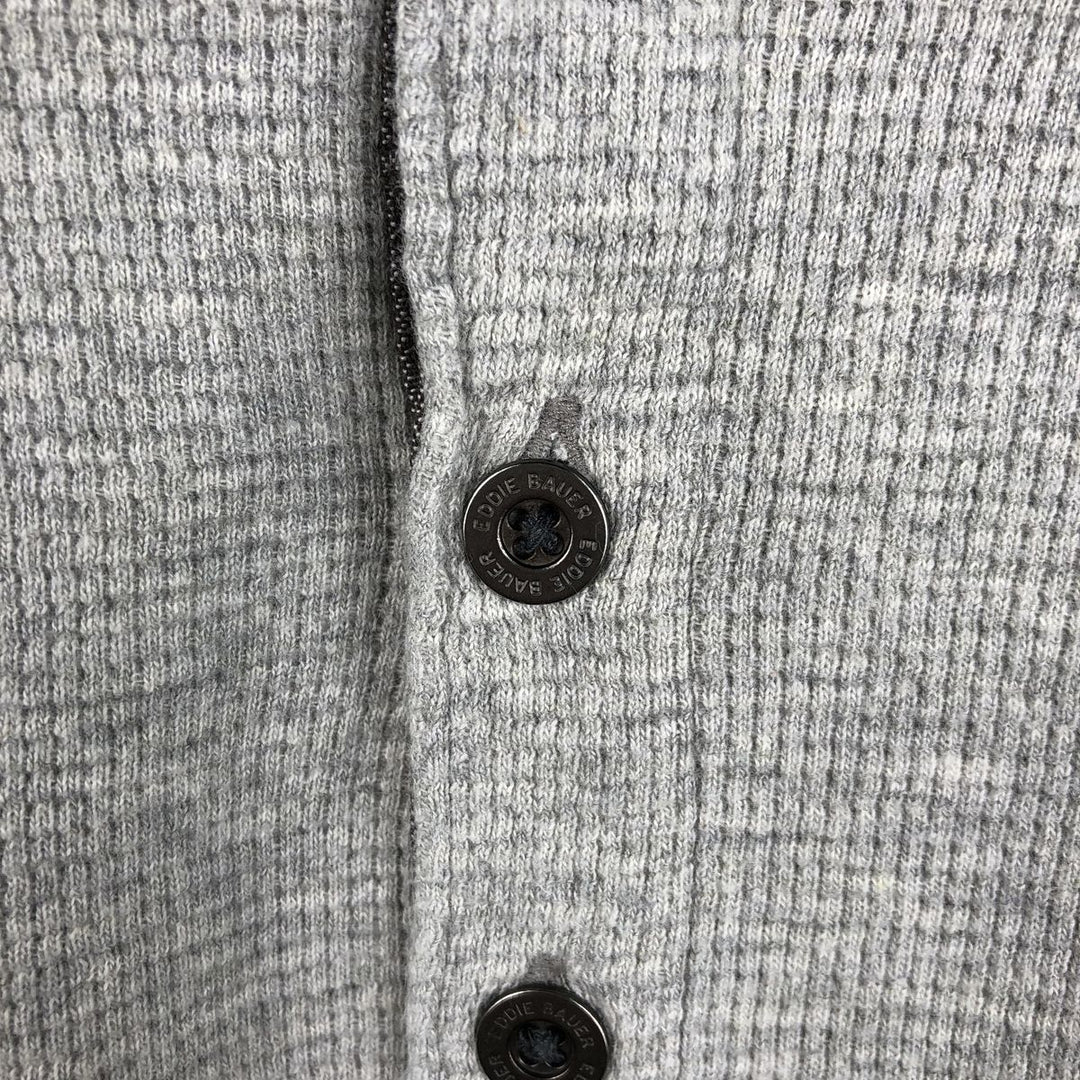 Eddie Bauer Henley Neck Thermal Long T-Shirt Waffle Men's M Size cotton pale white type Vintage Second Hand
