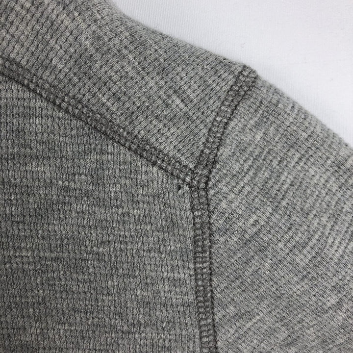 Eddie Bauer Henley Neck Thermal Long T-Shirt Waffle Men's M Size cotton pale white type Vintage Second Hand