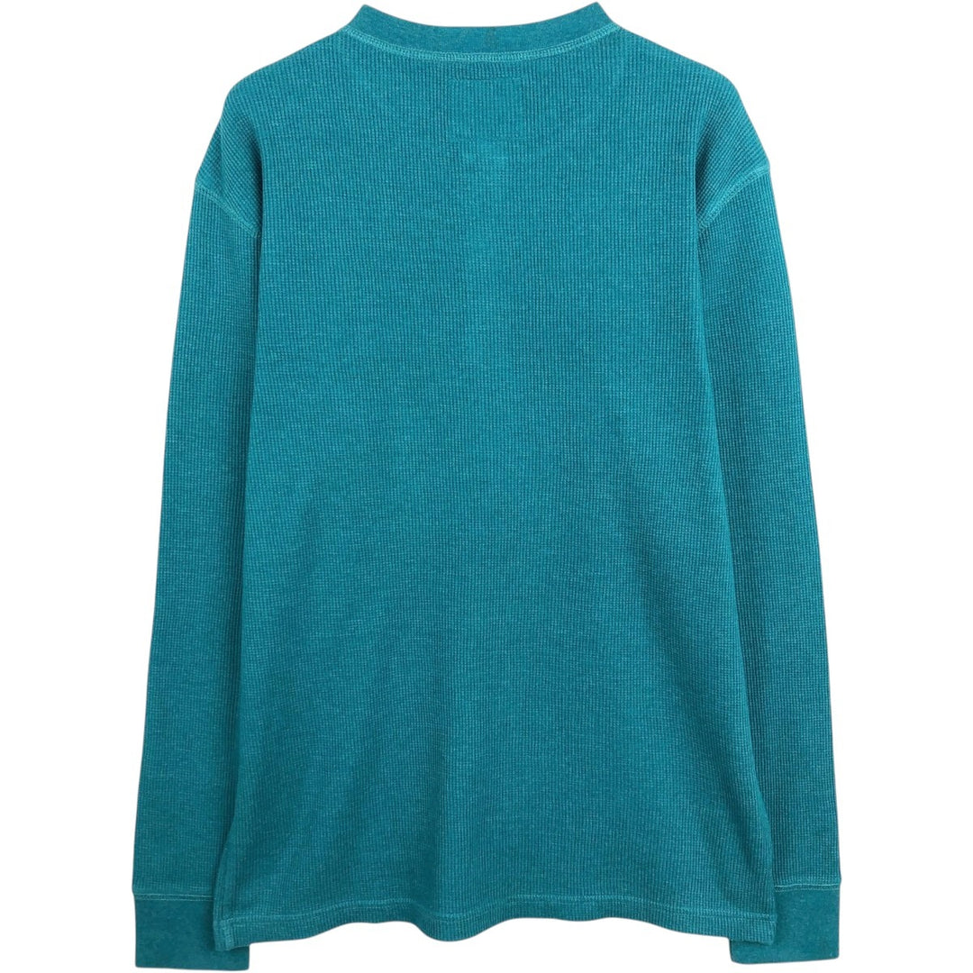 St. John's Bay Henley Neck Thermal Long-Sleeve T-Shirt, Men's Size L (approx.) cotton green type Vintage Second Hand