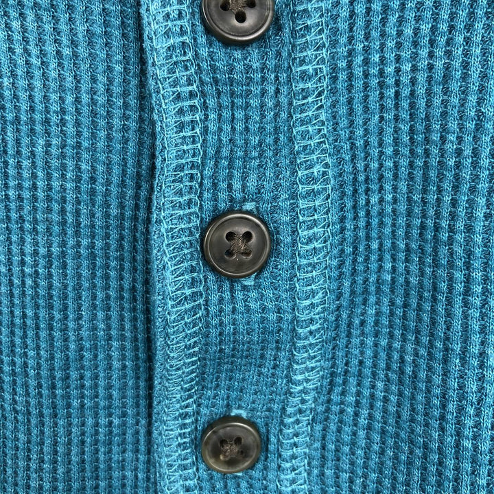 St. John's Bay Henley Neck Thermal Long-Sleeve T-Shirt, Men's Size L (approx.) cotton green type Vintage Second Hand