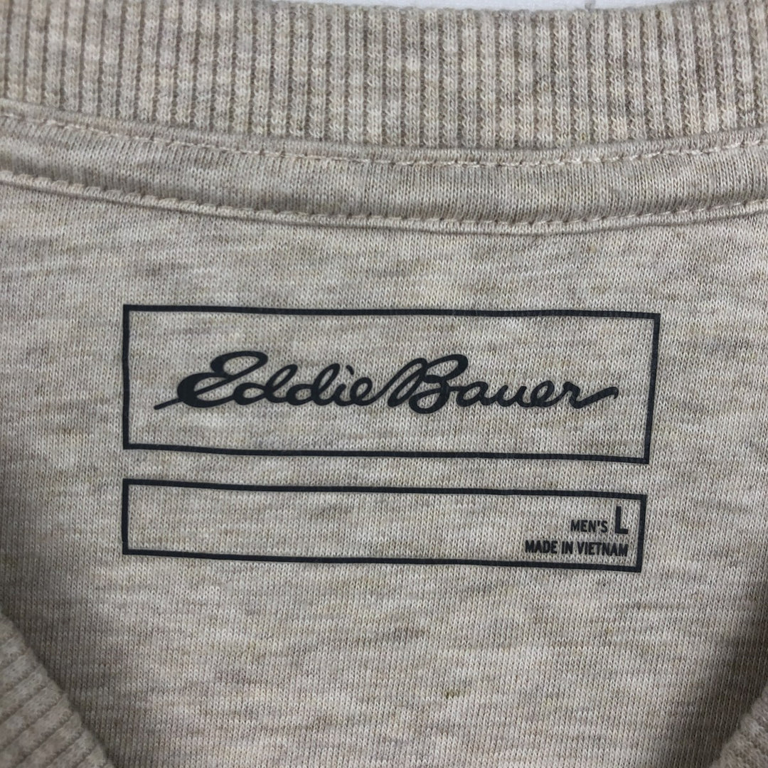 Eddie Bauer Thermal Ron T-shirt, Waffle, Men's L size cotton Beige type Vintage Second Hand