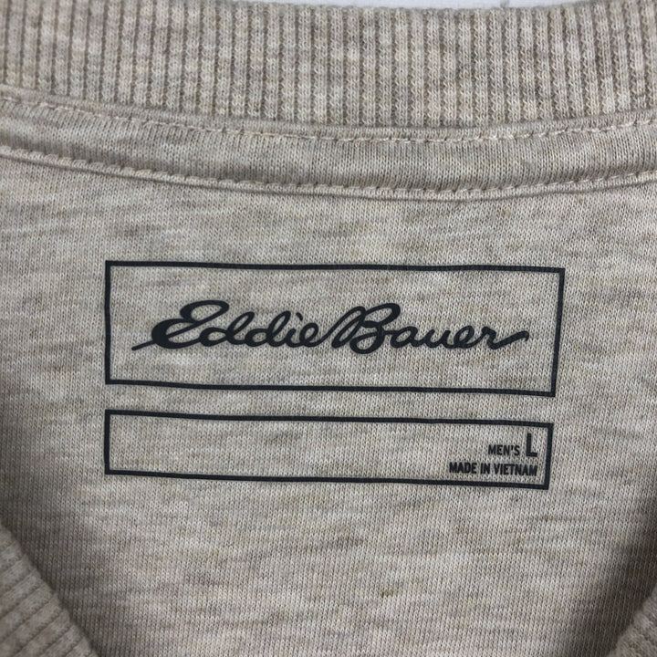 Eddie Bauer Thermal Ron T-shirt, Waffle, Men's L size cotton Beige type Vintage Second Hand