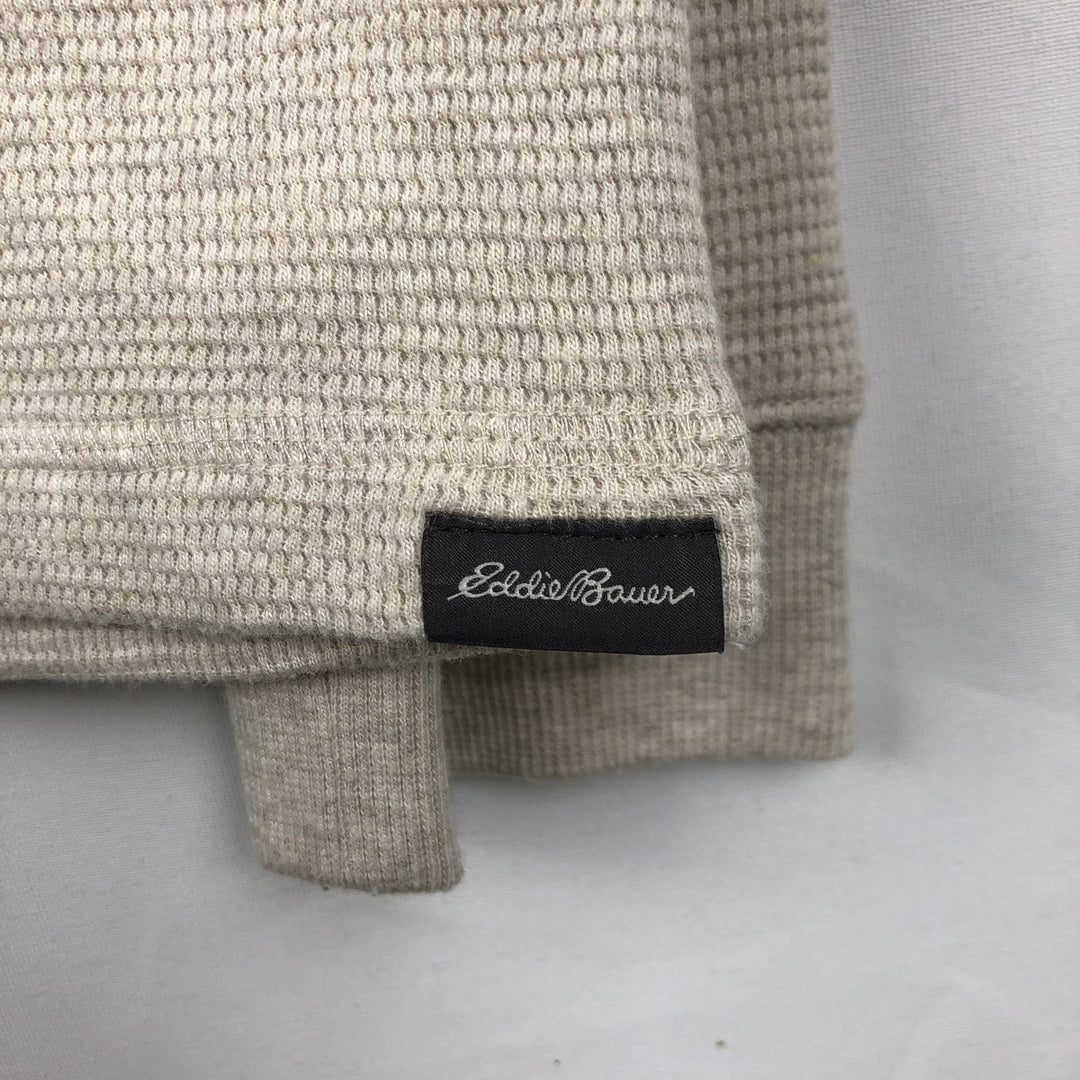 Eddie Bauer Thermal Ron T-shirt, Waffle, Men's L size cotton Beige type Vintage Second Hand