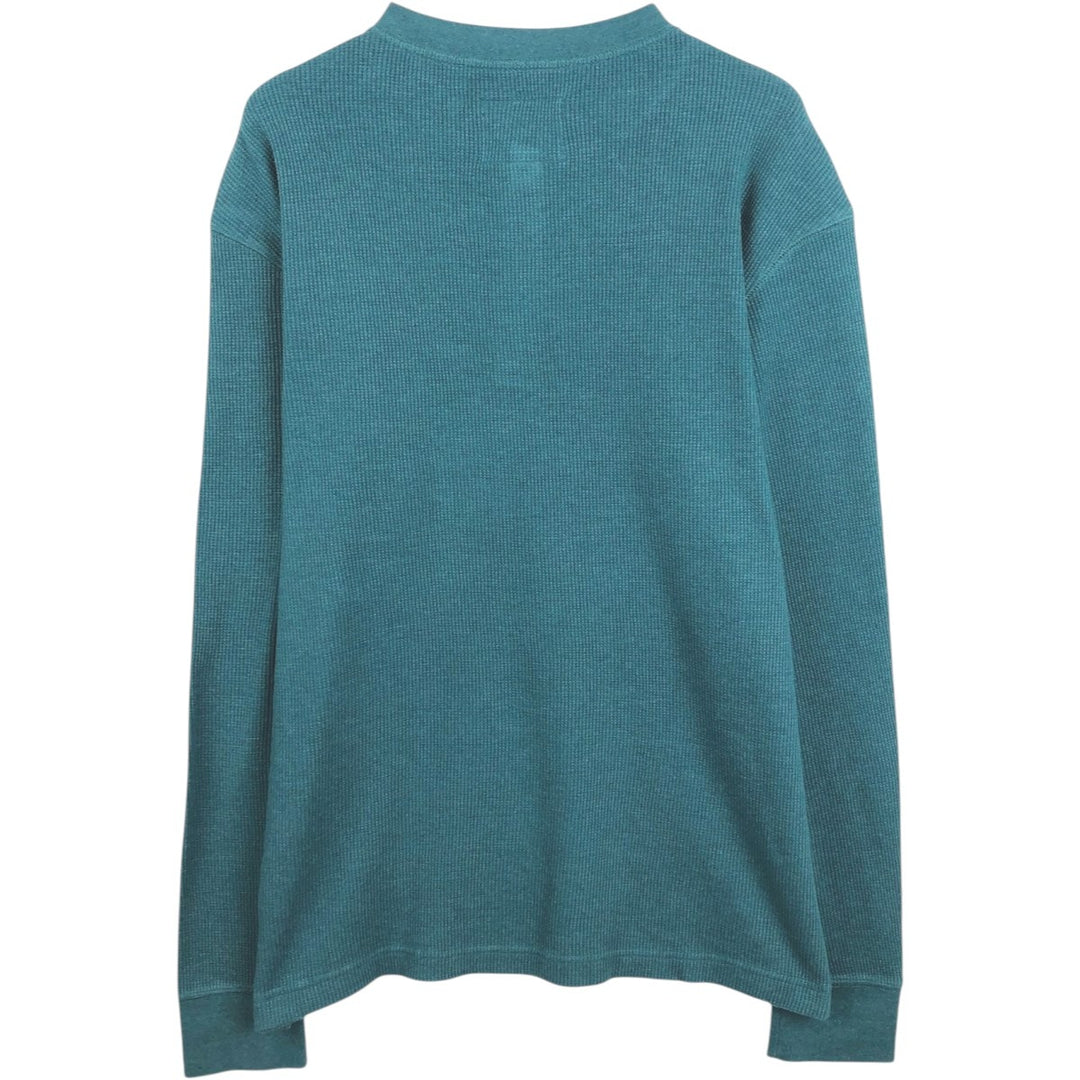 St. John's Bay Henley Neck Thermal Long-Sleeve T-Shirt, Men's Size L (approx.) cotton green type Vintage Second Hand