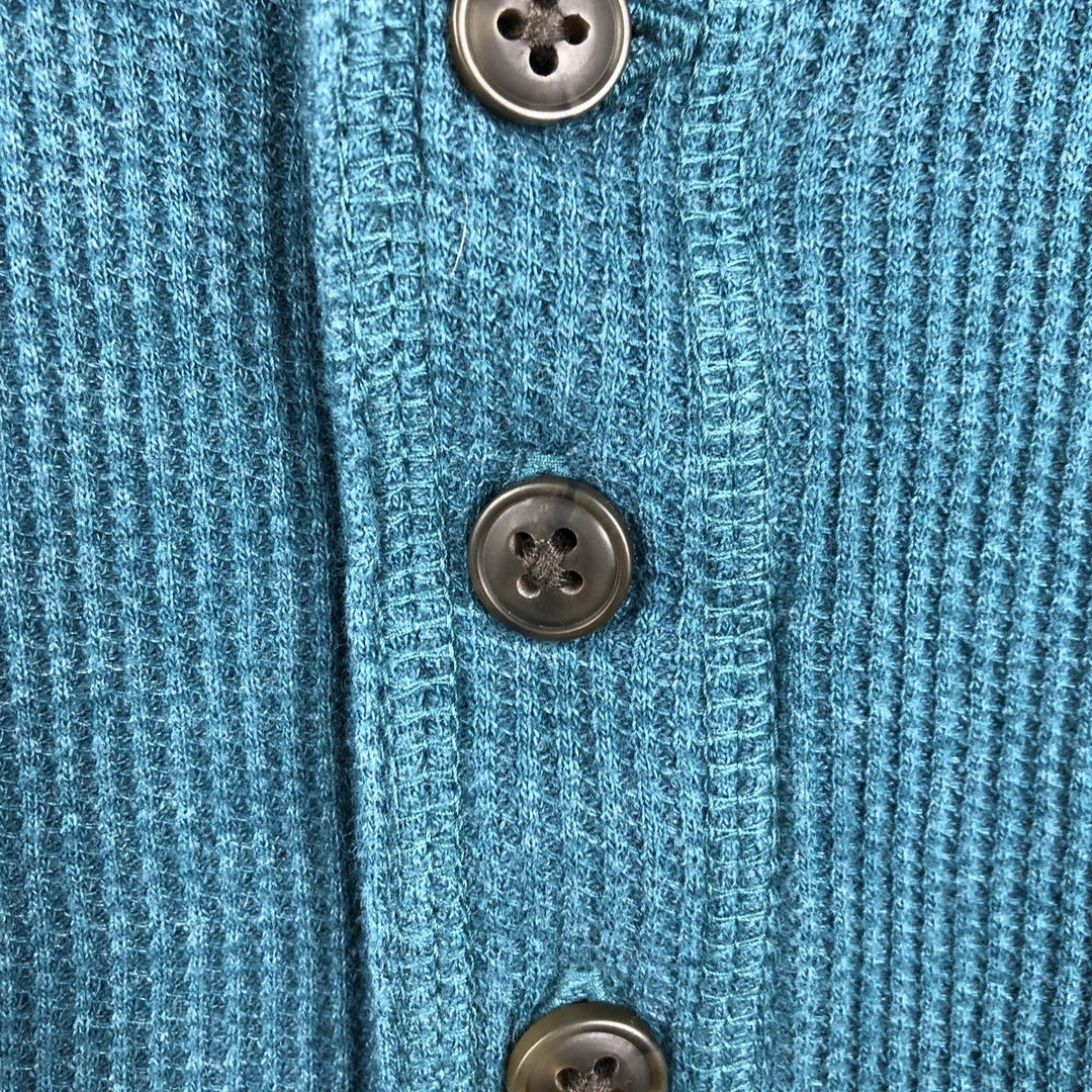St. John's Bay Henley Neck Thermal Long-Sleeve T-Shirt, Men's Size L (approx.) cotton green type Vintage Second Hand