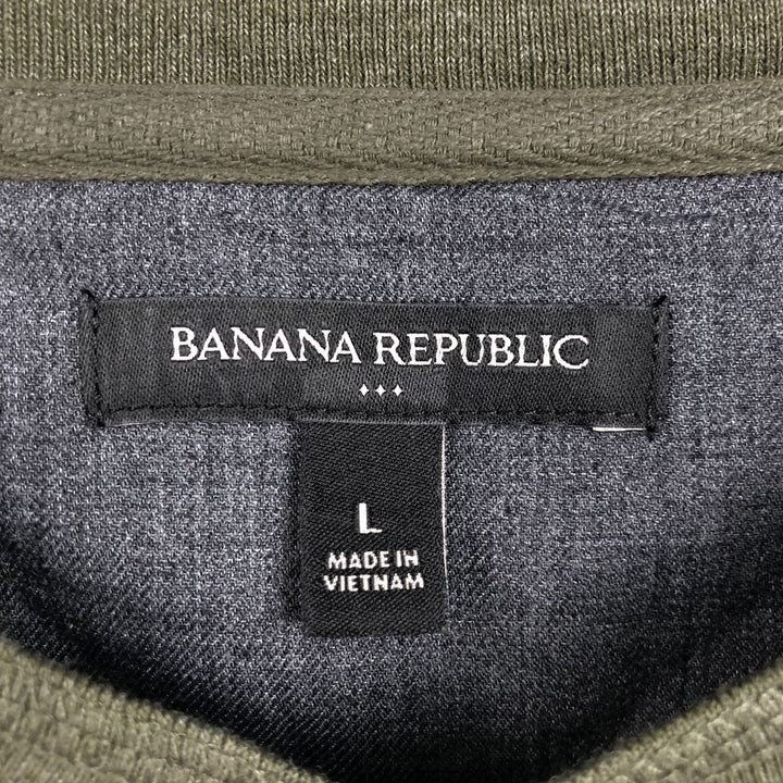 Banana Republic Henley Neck Long T-Shirt, Men's Size L cotton Khaki type Vintage Second Hand