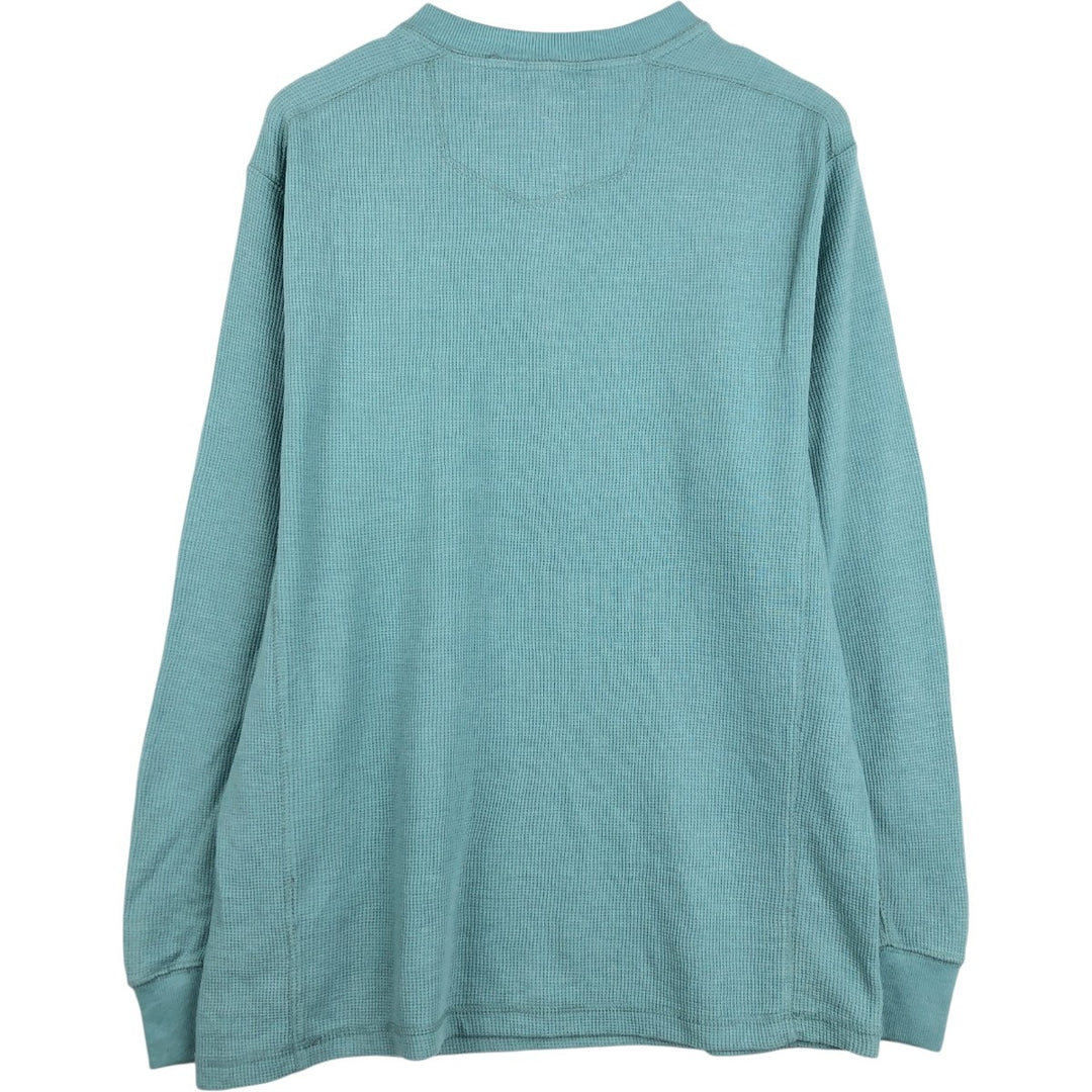 Eddie Bauer Henley Neck Thermal Long-Sleeve T-Shirt, Men's Size L (approx.) cotton Mint green Vintage Second Hand