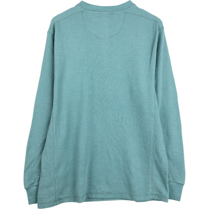 Eddie Bauer Henley Neck Thermal Long-Sleeve T-Shirt, Men's Size L (approx.) cotton Mint green Vintage Second Hand