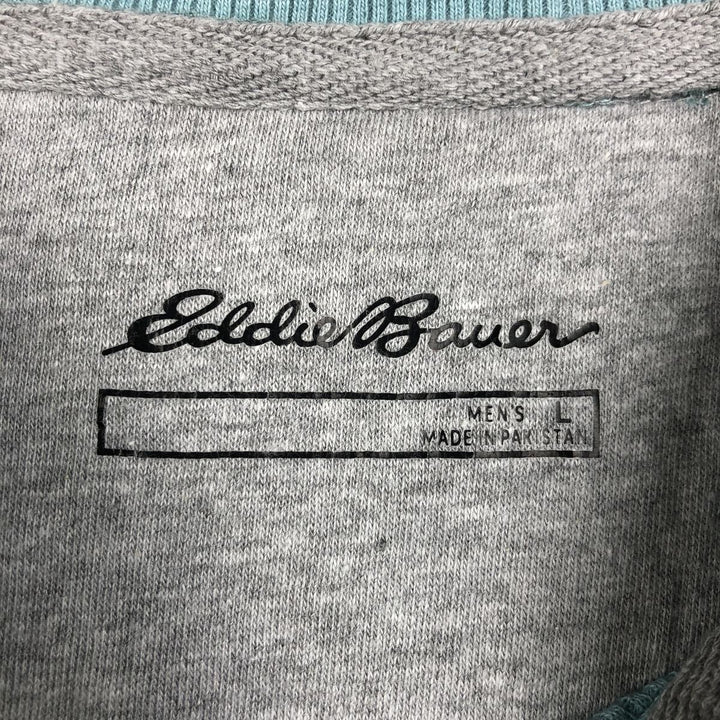 Eddie Bauer Henley Neck Thermal Long-Sleeve T-Shirt, Men's Size L (approx.) cotton Mint green Vintage Second Hand