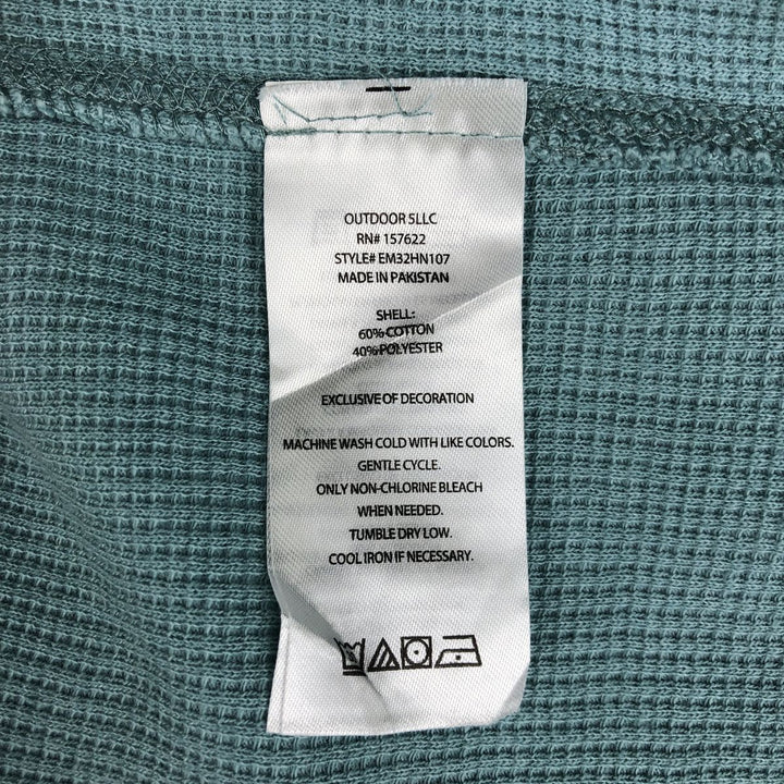 Eddie Bauer Henley Neck Thermal Long-Sleeve T-Shirt, Men's Size L (approx.) cotton Mint green Vintage Second Hand