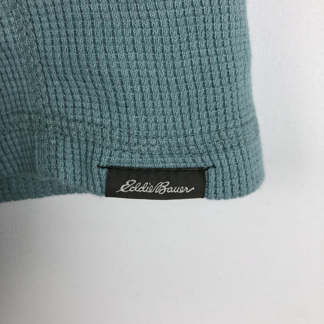 Eddie Bauer Henley Neck Thermal Long-Sleeve T-Shirt, Men's Size L (approx.) cotton Mint green Vintage Second Hand