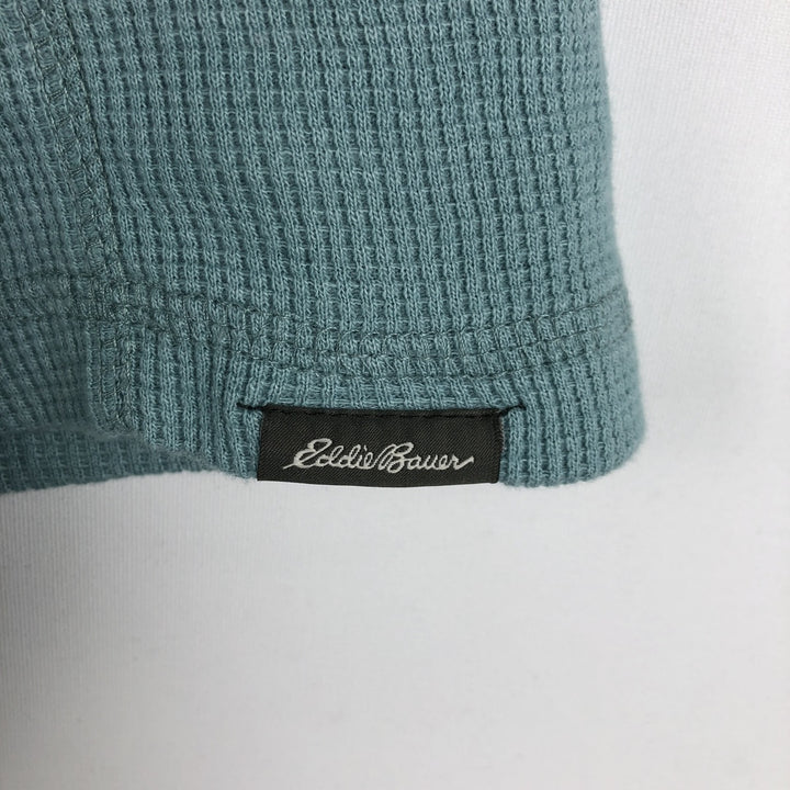 Eddie Bauer Henley Neck Thermal Long-Sleeve T-Shirt, Men's Size L (approx.) cotton Mint green Vintage Second Hand