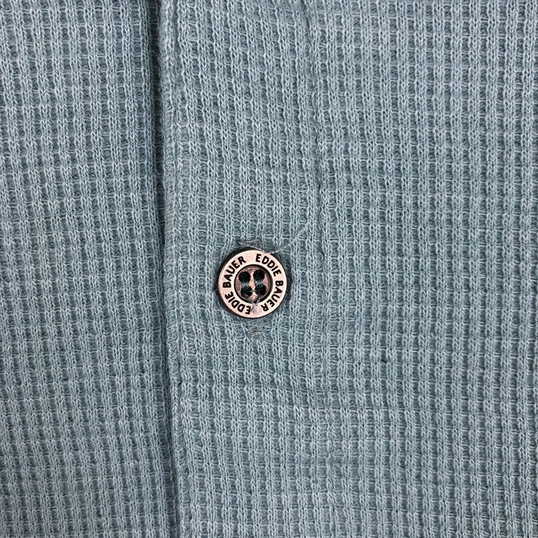 Eddie Bauer Henley Neck Thermal Long-Sleeve T-Shirt, Men's Size L (approx.) cotton Mint green Vintage Second Hand
