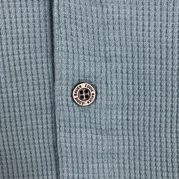 Eddie Bauer Henley Neck Thermal Long-Sleeve T-Shirt, Men's Size L (approx.) cotton Mint green Vintage Second Hand