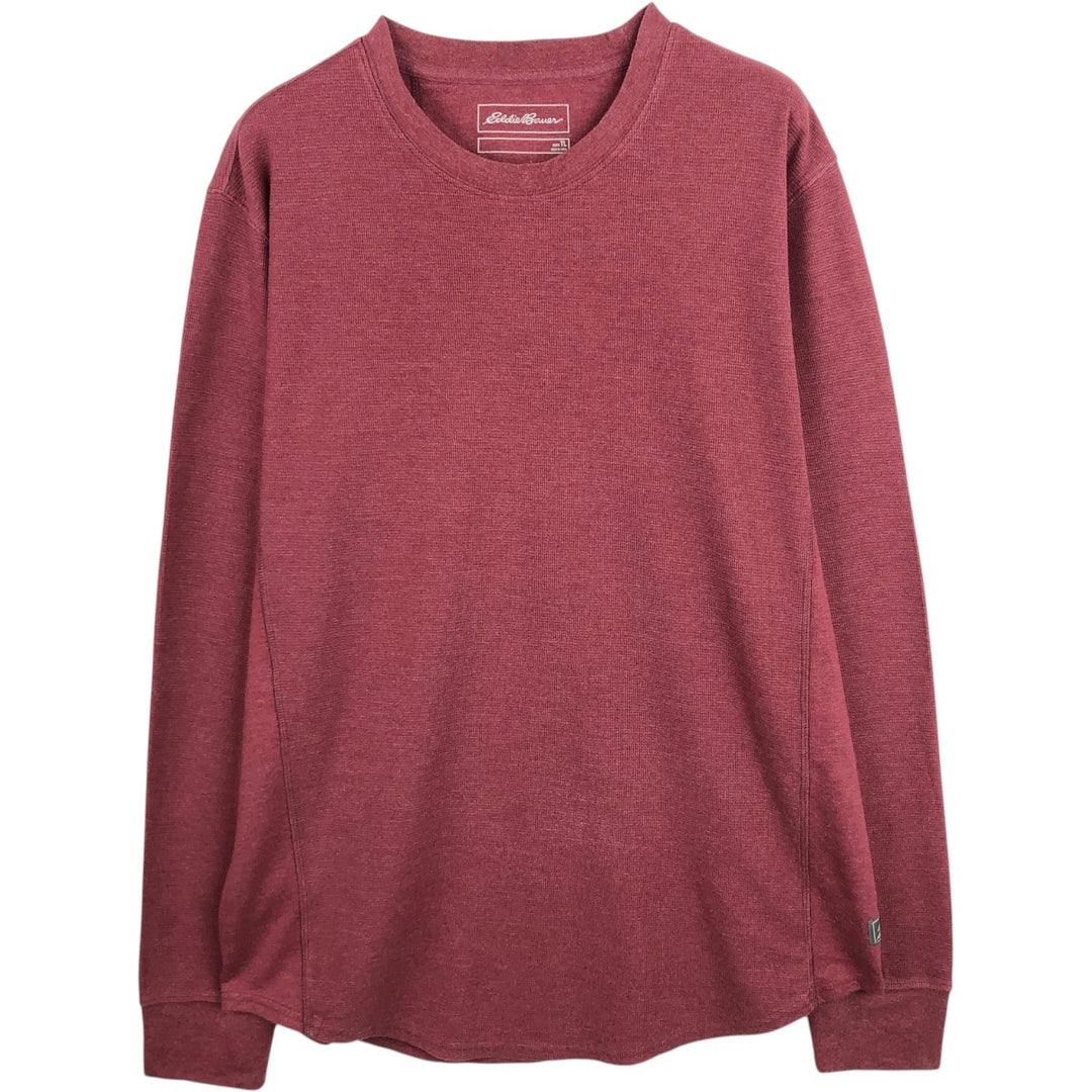 Eddie Bauer Thermal Long-Sleeve T-Shirt, Men's Size L (approx.) cotton red type reddish brown Vintage Second Hand