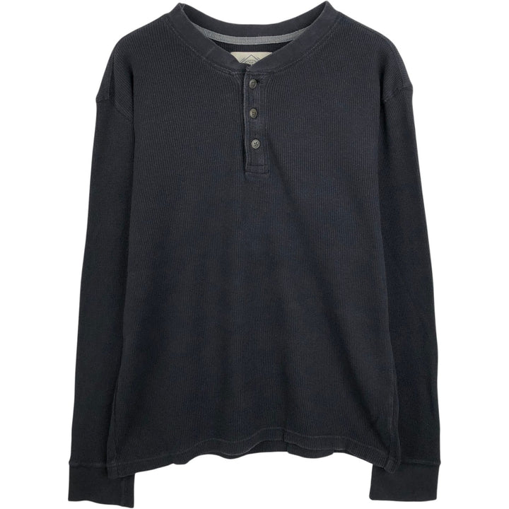 St. John's Bay Henley Neck Thermal Long-Sleeve T-Shirt, Men's Size M (approx.) cotton black type Vintage Second Hand