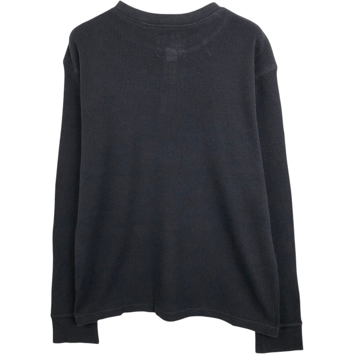 St. John's Bay Henley Neck Thermal Long-Sleeve T-Shirt, Men's Size M (approx.) cotton black type Vintage Second Hand