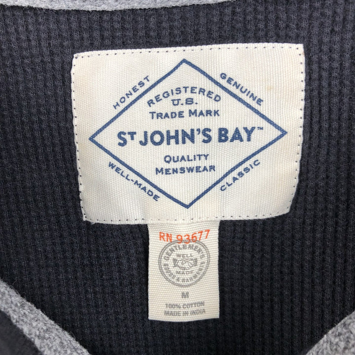 St. John's Bay Henley Neck Thermal Long-Sleeve T-Shirt, Men's Size M (approx.) cotton black type Vintage Second Hand