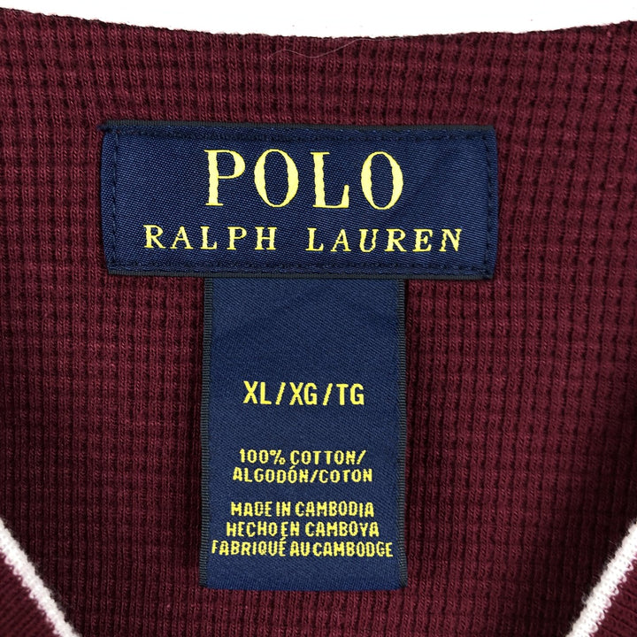 Ralph Lauren POLO RALPH LAUREN Thermal Long T-shirt Waffle Men's XL cotton red type Vintage Second Hand
