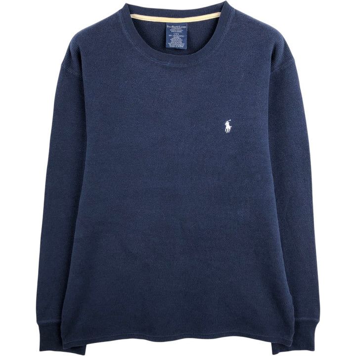 Ralph Lauren POLO RALPH LAUREN SLEEPWEAR Thermal Long T-shirt Waffle Men's L size cotton navy blue type Vintage Second Hand