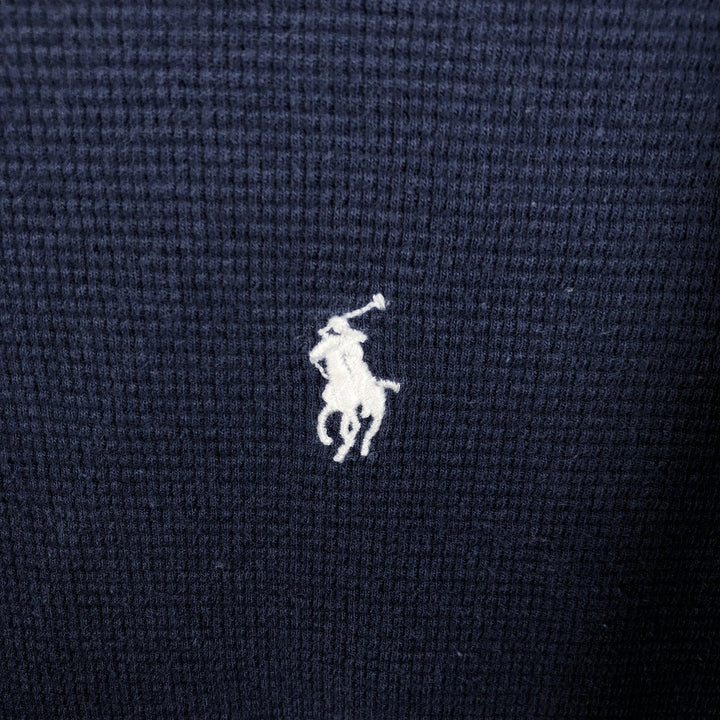 Ralph Lauren POLO RALPH LAUREN SLEEPWEAR Thermal Long T-shirt Waffle Men's L size cotton navy blue type Vintage Second Hand