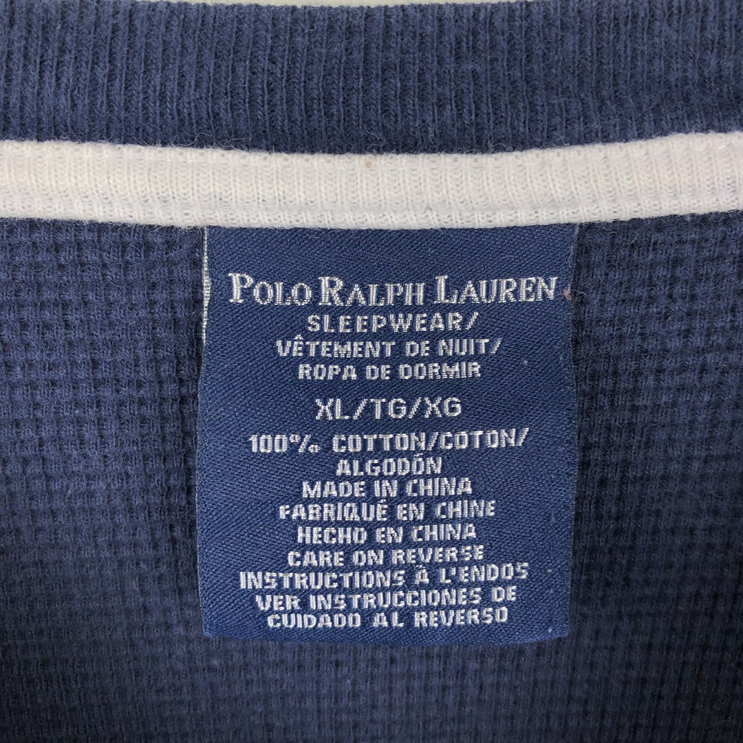 Ralph Lauren POLO RALPH LAUREN SLEEPWEAR Thermal Long T-shirt Waffle Men's XL cotton navy blue type Vintage Second Hand