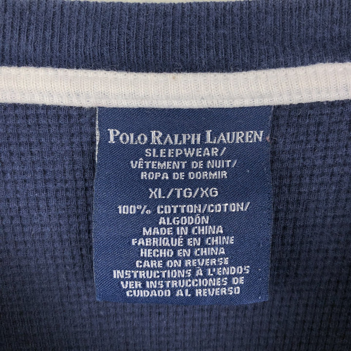 Ralph Lauren POLO RALPH LAUREN SLEEPWEAR Thermal Long T-shirt Waffle Men's XL cotton navy blue type Vintage Second Hand