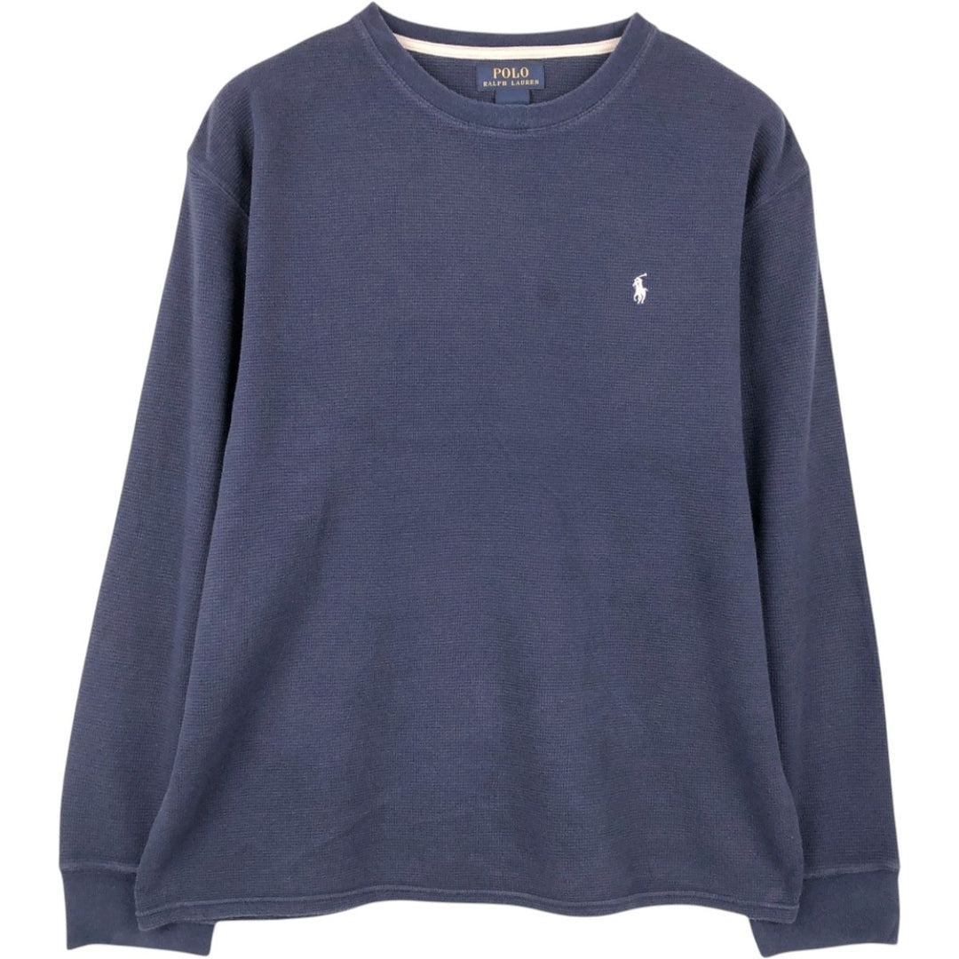 Ralph Lauren POLO RALPH LAUREN Thermal Long T-shirt Waffle Men's XXL cotton navy blue type Vintage Second Hand