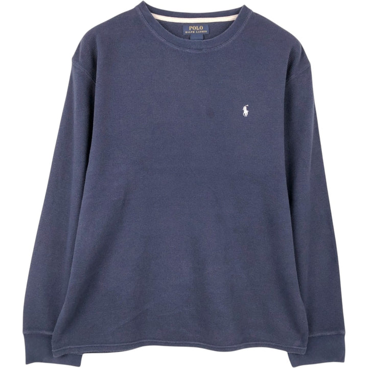 Ralph Lauren POLO RALPH LAUREN Thermal Long T-shirt Waffle Men's XXL cotton navy blue type Vintage Second Hand