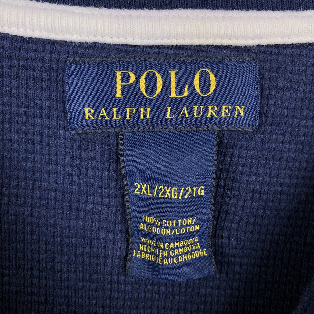 Ralph Lauren POLO RALPH LAUREN Thermal Long T-shirt Waffle Men's XXL cotton navy blue type Vintage Second Hand