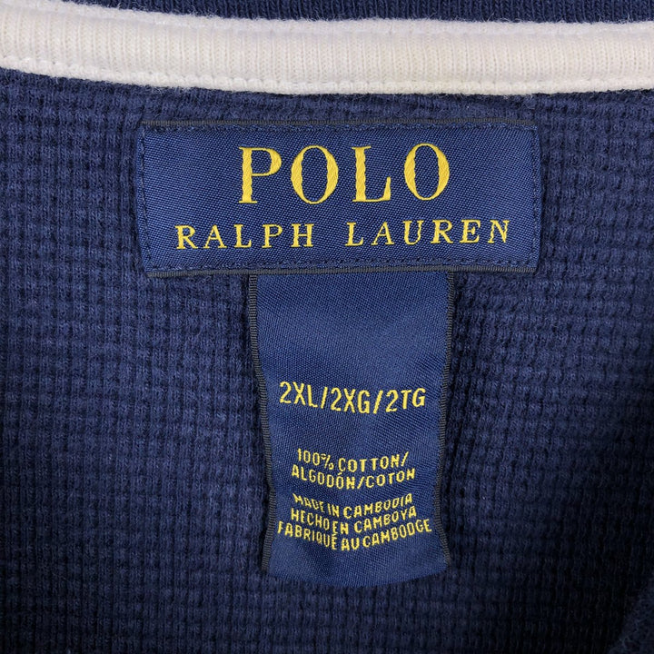 Ralph Lauren POLO RALPH LAUREN Thermal Long T-shirt Waffle Men's XXL cotton navy blue type Vintage Second Hand