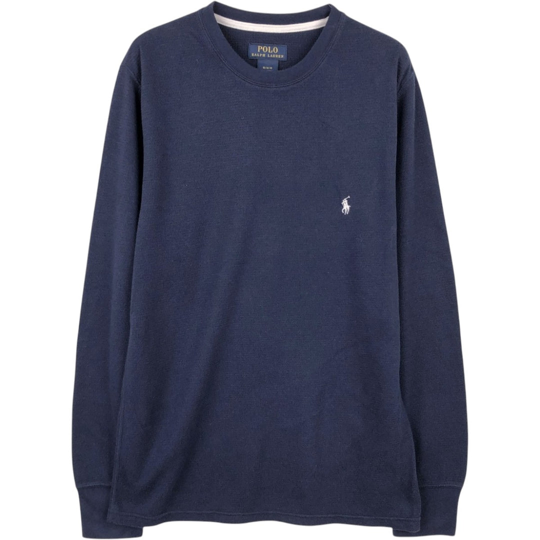 Ralph Lauren POLO RALPH LAUREN Thermal Long T-shirt Waffle Men's M size cotton navy blue type Vintage Second Hand