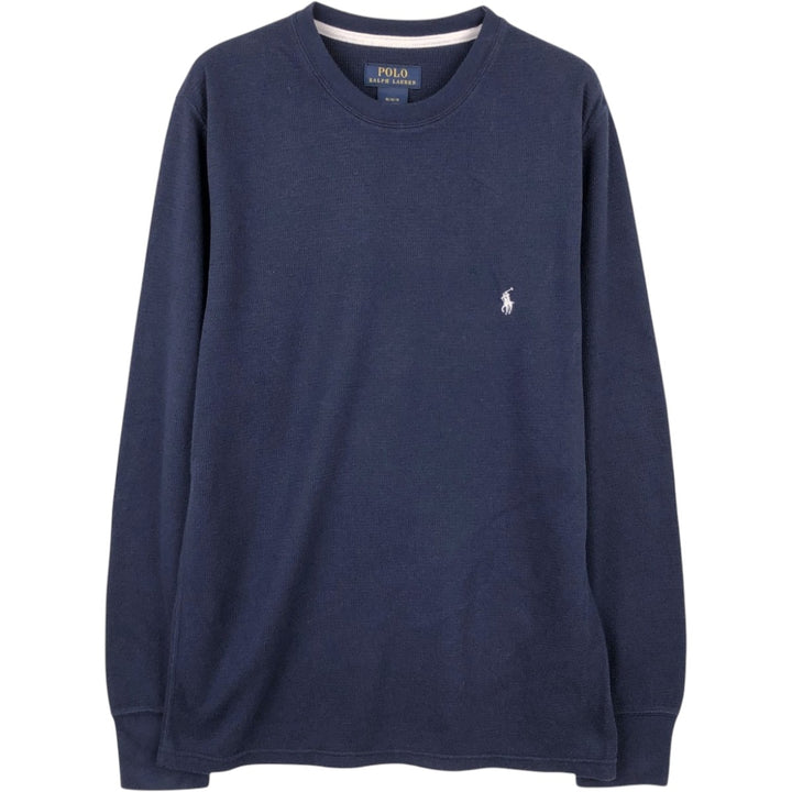 Ralph Lauren POLO RALPH LAUREN Thermal Long T-shirt Waffle Men's M size cotton navy blue type Vintage Second Hand