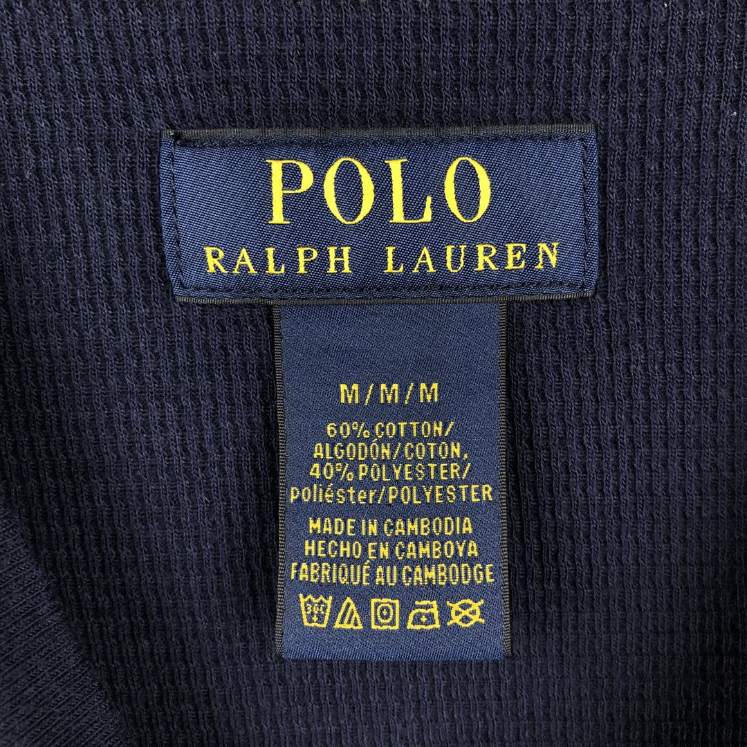 Ralph Lauren POLO RALPH LAUREN Thermal Long T-shirt Waffle Men's M size cotton navy blue type Vintage Second Hand