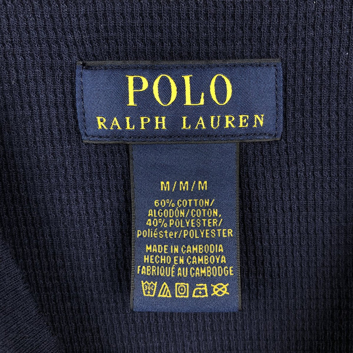 Ralph Lauren POLO RALPH LAUREN Thermal Long T-shirt Waffle Men's M size cotton navy blue type Vintage Second Hand