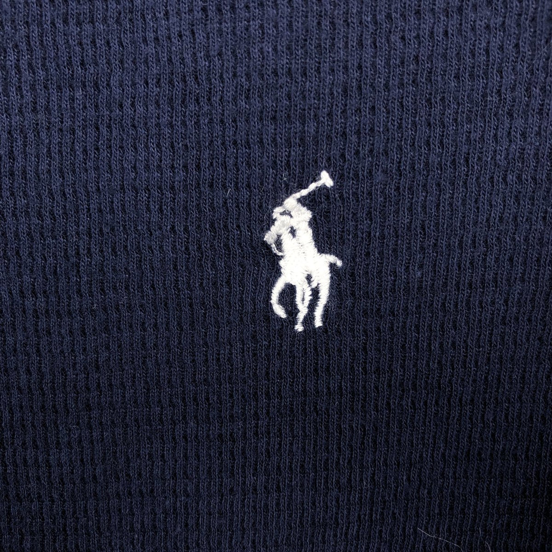Ralph Lauren POLO RALPH LAUREN Thermal Long T-shirt Waffle Men's M size cotton navy blue type Vintage Second Hand
