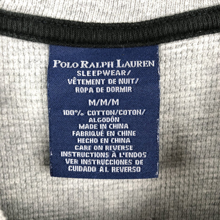 Ralph Lauren POLO RALPH LAUREN SLEEPWEAR Thermal Long T-shirt Waffle Men's M size cotton gray type Vintage Second Hand