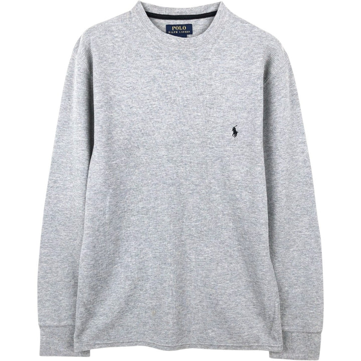 Ralph Lauren POLO RALPH LAUREN Thermal Long T-shirt Waffle Men's M size cotton gray type Vintage Second Hand