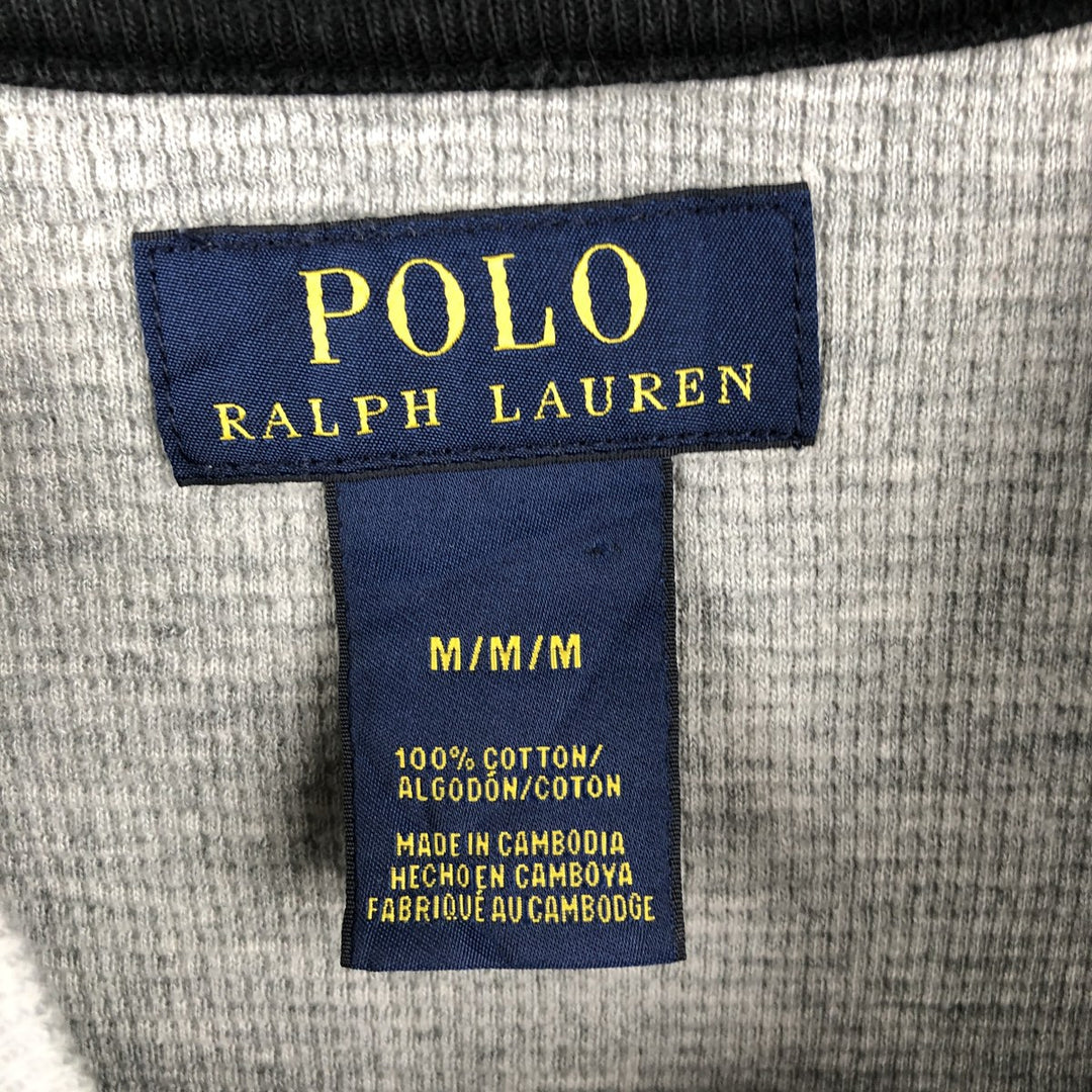 Ralph Lauren POLO RALPH LAUREN Thermal Long T-shirt Waffle Men's M size cotton gray type Vintage Second Hand