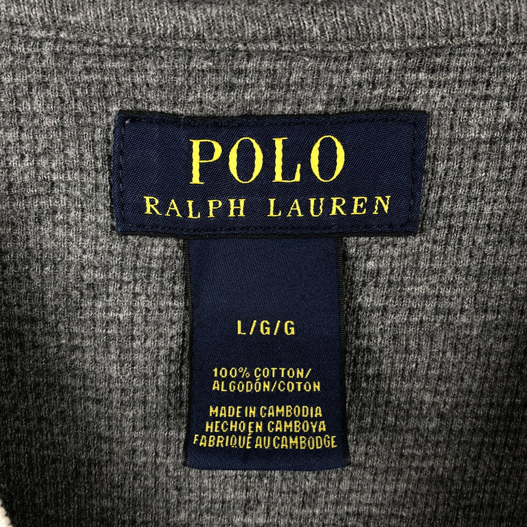 Ralph Lauren POLO RALPH LAUREN V-neck thermal long-sleeved T-shirt, waffle, men's size L cotton gray type Vintage Second Hand