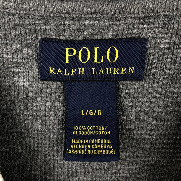 Ralph Lauren POLO RALPH LAUREN V-neck thermal long-sleeved T-shirt, waffle, men's size L cotton gray type Vintage Second Hand