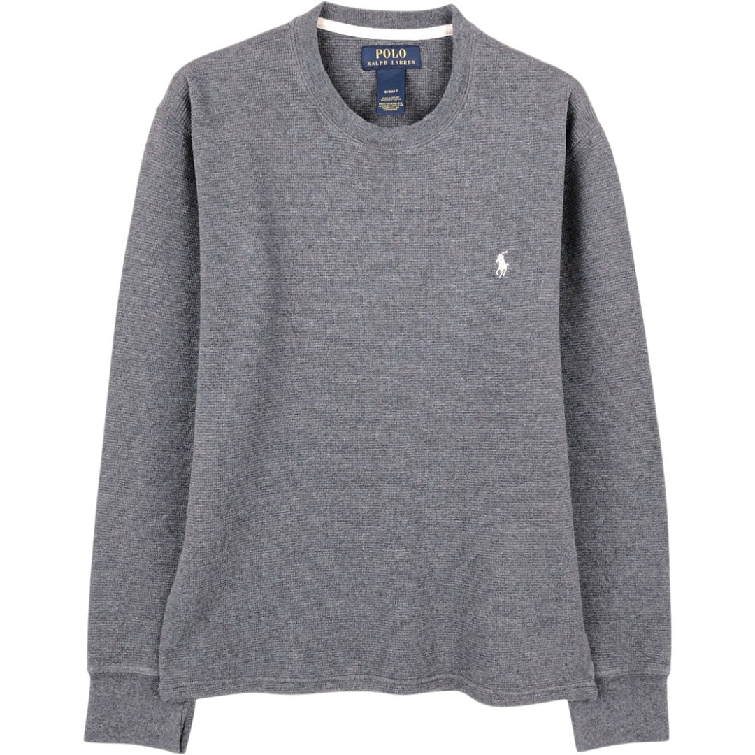 Ralph Lauren POLO RALPH LAUREN Thermal T-Shirt, Waffle, Men's Size Small cotton Charcoal Vintage Second Hand
