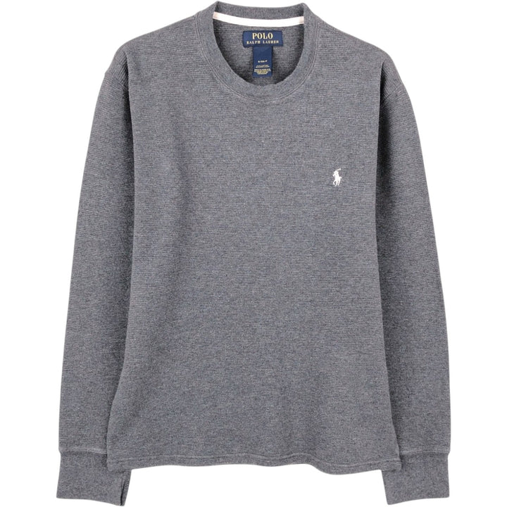 Ralph Lauren POLO RALPH LAUREN Thermal T-Shirt, Waffle, Men's Size Small cotton Charcoal Vintage Second Hand